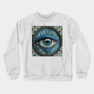 [AI Art] Eye Of Forget-Me-Not, Art Deco Style Crewneck Sweatshirt